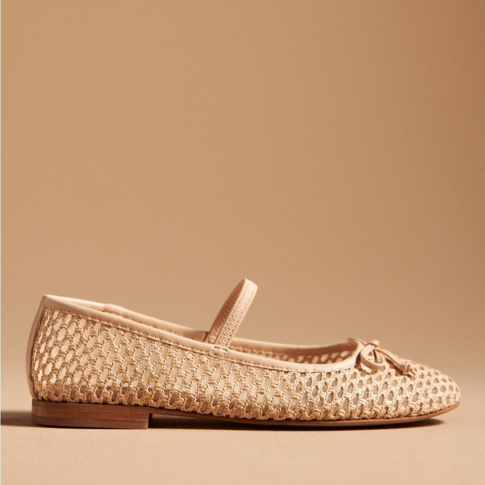Dolce Vita Beige Woven Mary Jane Flats